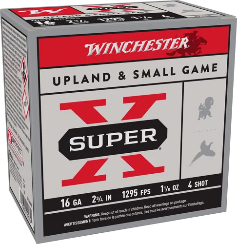 WINCHESTER SUPER-X 16GA 2.75" - 1-1/8OZ #4 1295FPS 25RD 10BX/C