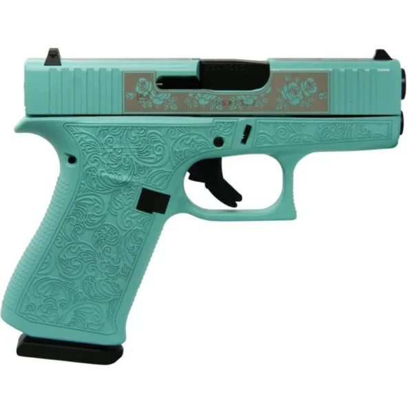 Glock 43x Gen 5 Custom "Robin's Egg Blue Glock & Roses" Subcompact Handgun 9mm Luger 10/rd Magazines (2) 3.41" Barrel  Austria